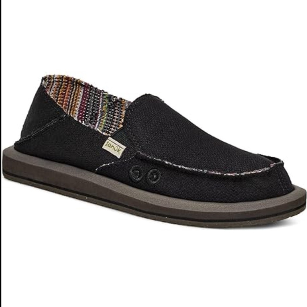 Sanuk Black Slip-On Shoes size 5